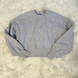 Bubble Sleeve Light Gray Crewneck Sweater